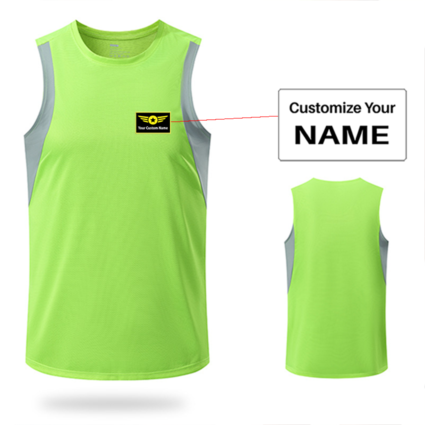 Your Custom Name (Special Badge) Designed Sleveless Quick Dry Sports Tank Tops