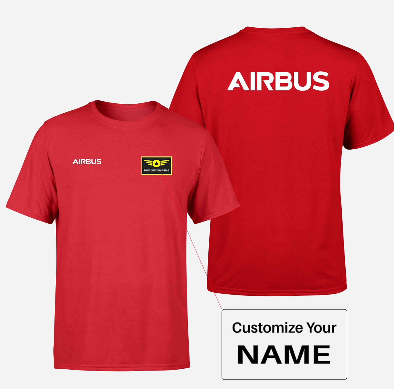 Airbus & Text Double-Side T-Shirts