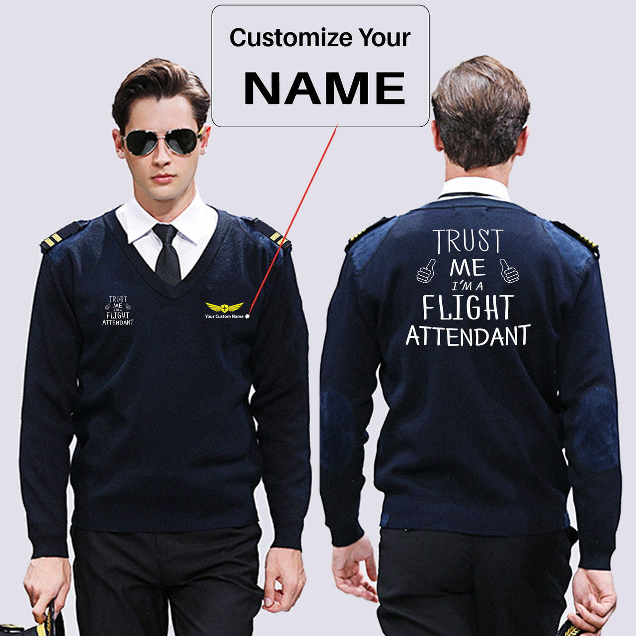 Trust Me I'm a Flight Attendant Designed Wool Pilot Sweaters