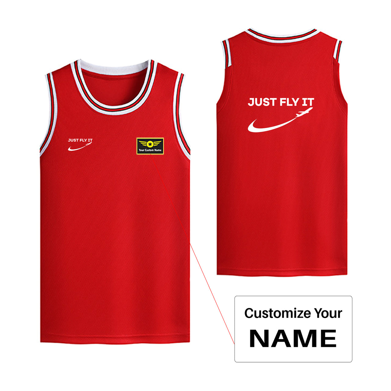 Just Fly It 2 Designed Basketball Style Sports Tank Tops