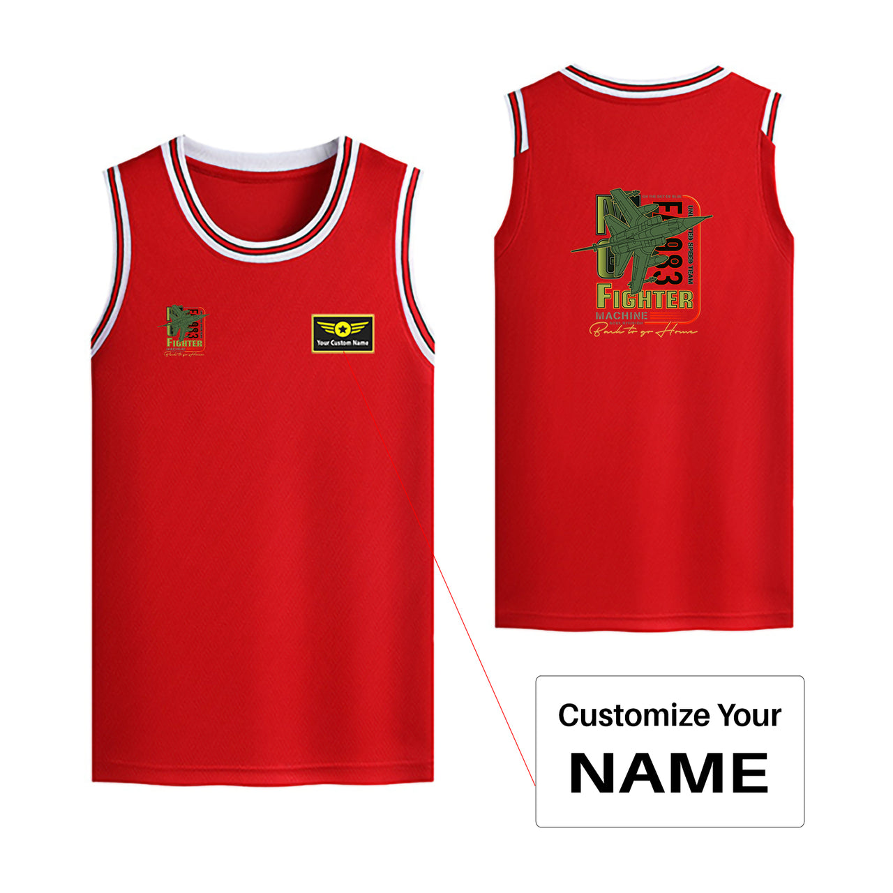 Fighter Machine Designed Basketball Style Sports Tank Tops