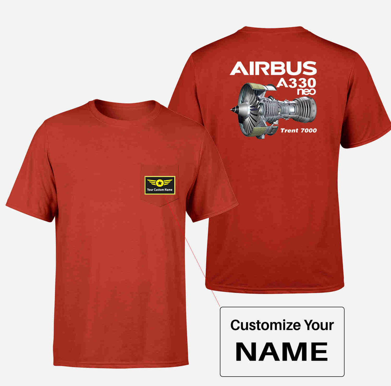 Airbus A330neo & Trent 7000 Designed Pocket T-Shirts