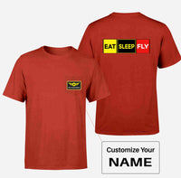 Thumbnail for Eat Sleep Fly (Colourful) Designed Pocket T-Shirts