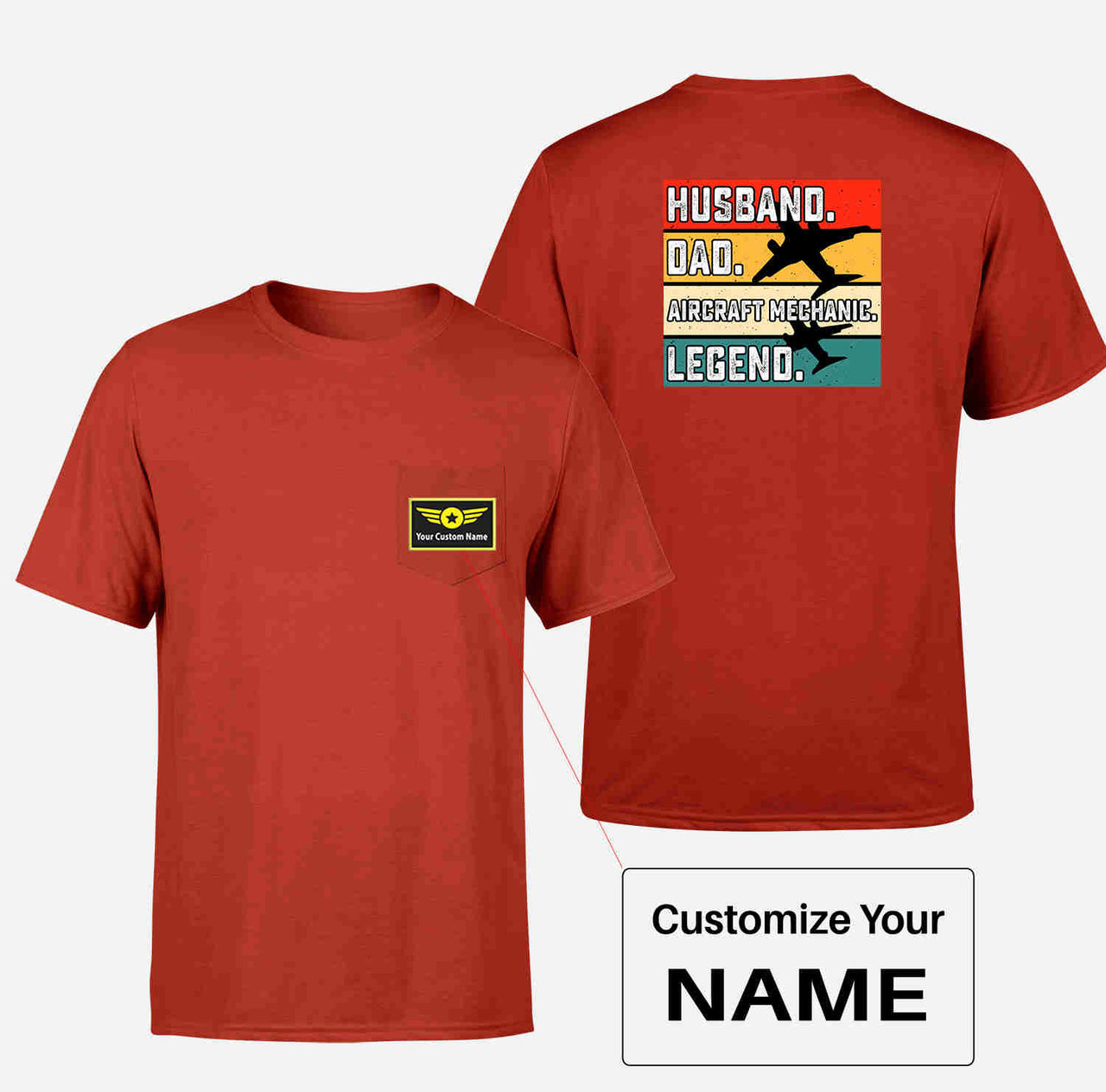 Husband & Dad & Aircraft Mechanic & Legend Designed Pocket T-Shirts