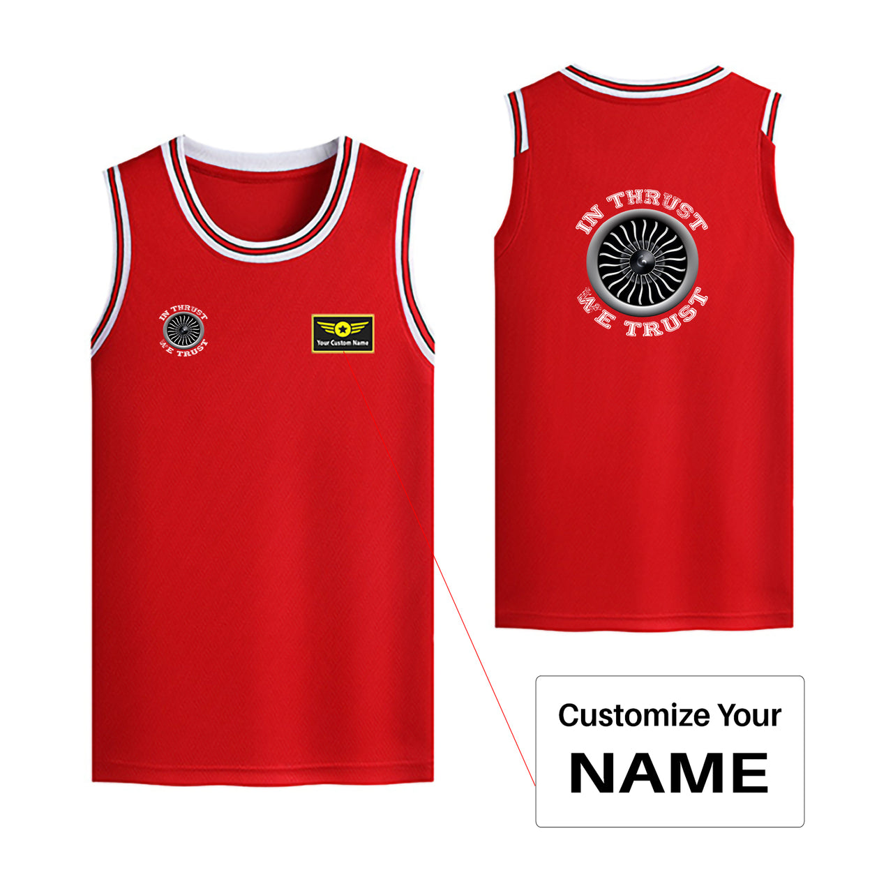 In Thrust We Trust (Vol 2) Designed Basketball Style Sports Tank Tops