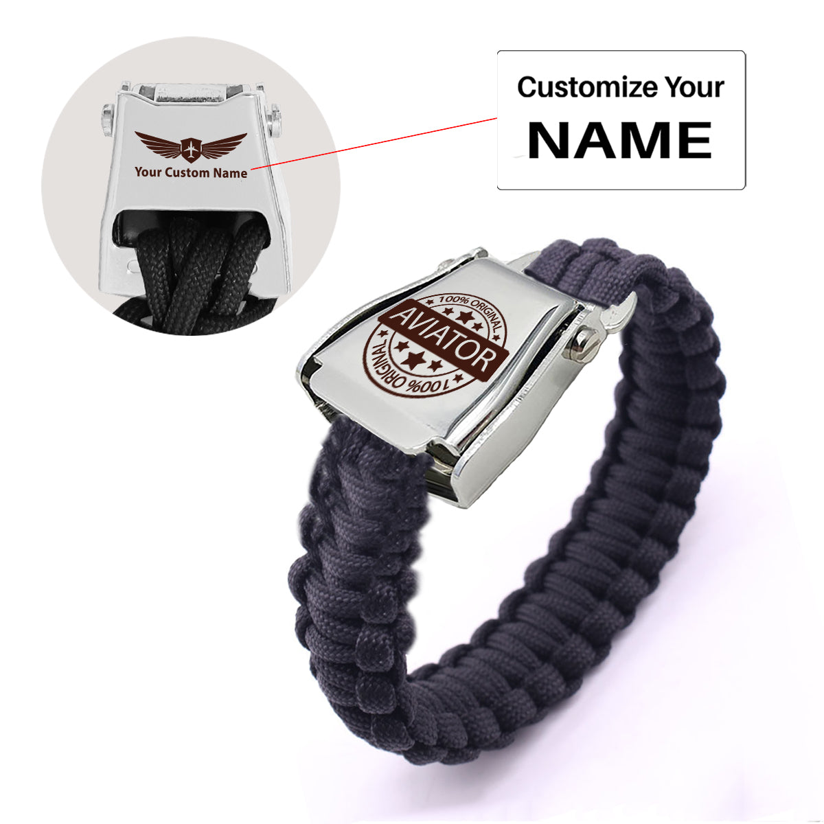 %100 Original Aviator Design Airplane Seat Belt Bracelet