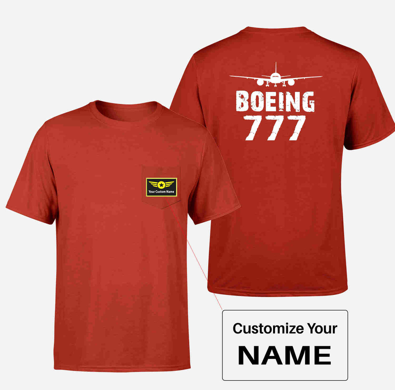 Boeing 777 & Plane Designed Pocket T-Shirts