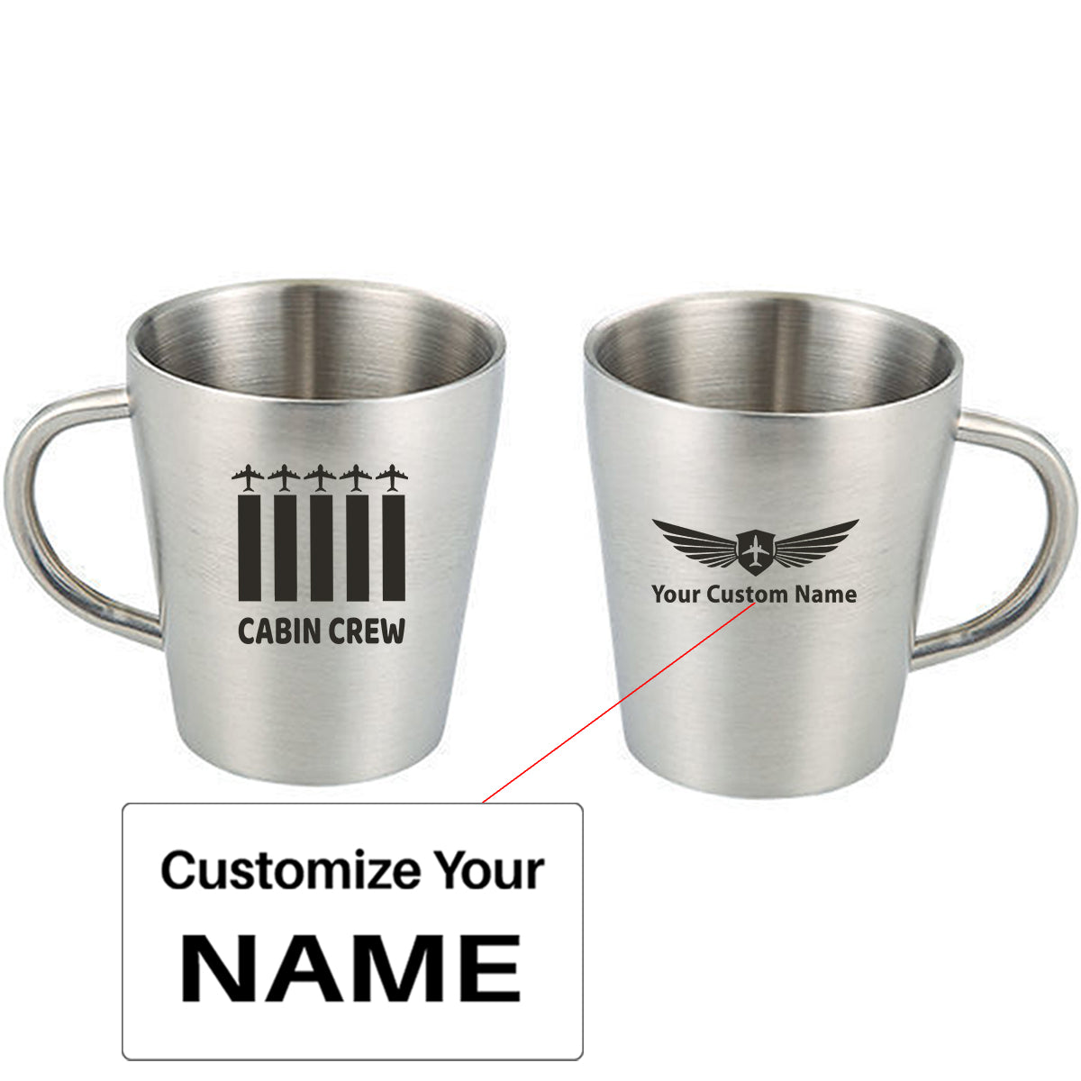 Colourful Cabin Crew Designed Stainless Steel Coffee Mugs