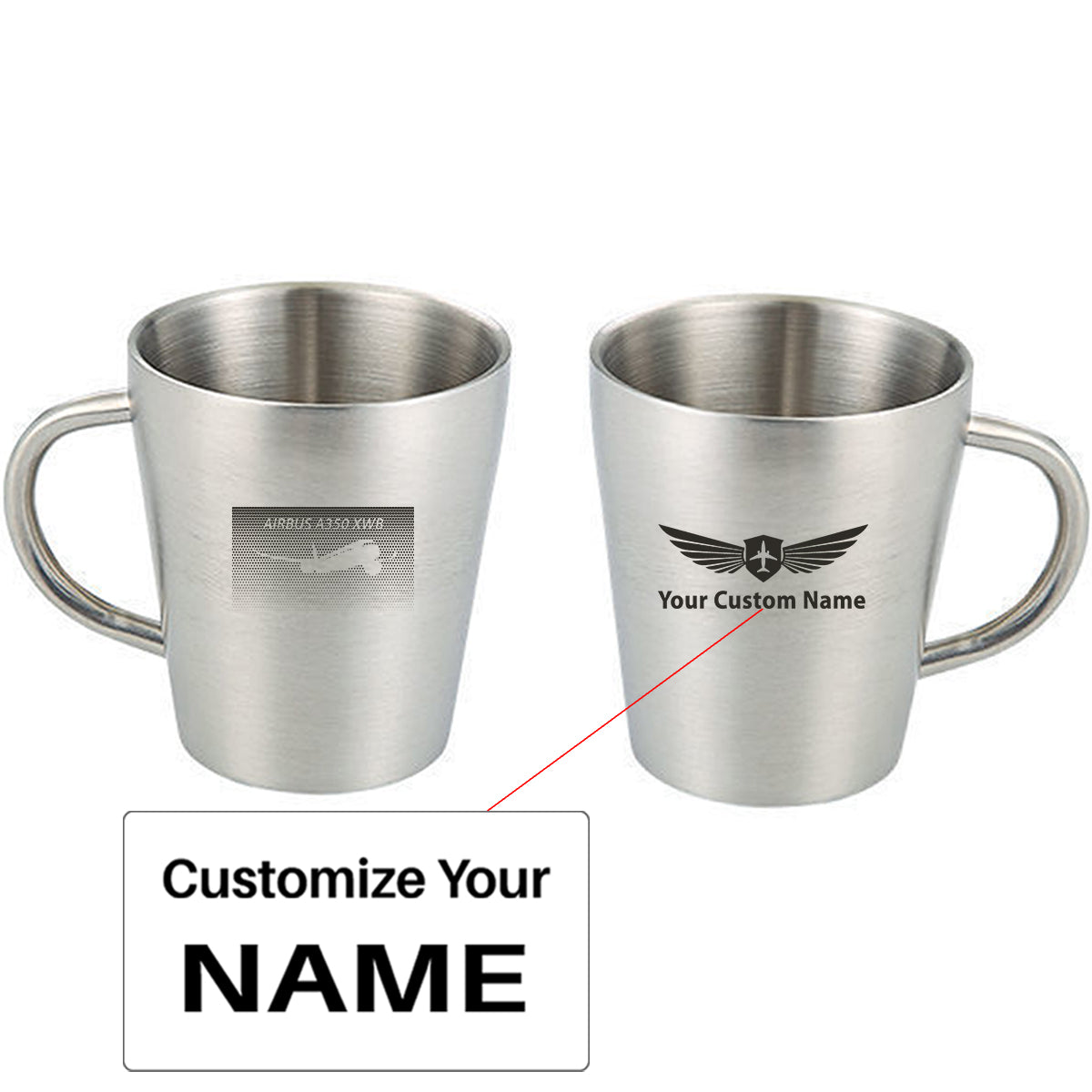 Airbus A350XWB & Dots Designed Stainless Steel Coffee Mugs