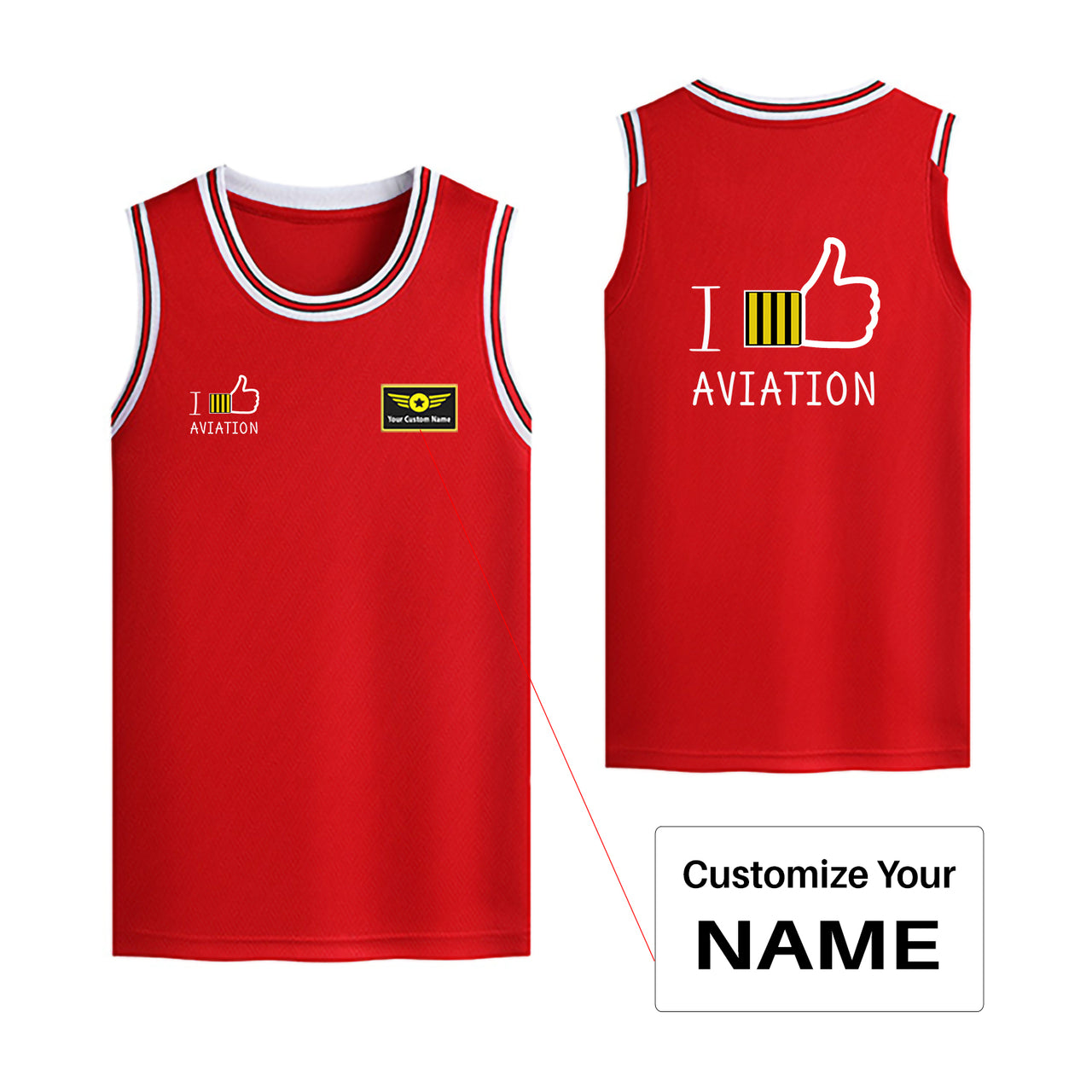 I Like Aviation Designed Basketball Style Sports Tank Tops