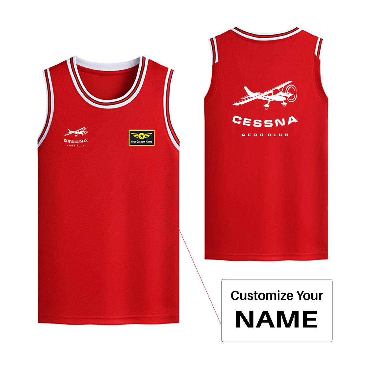 Cessna Aeroclub Designed Basketball Style Sports Tank Tops