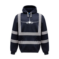 Thumbnail for Embraer E-190 Silhouette Plane Designed Reflective Hoodies