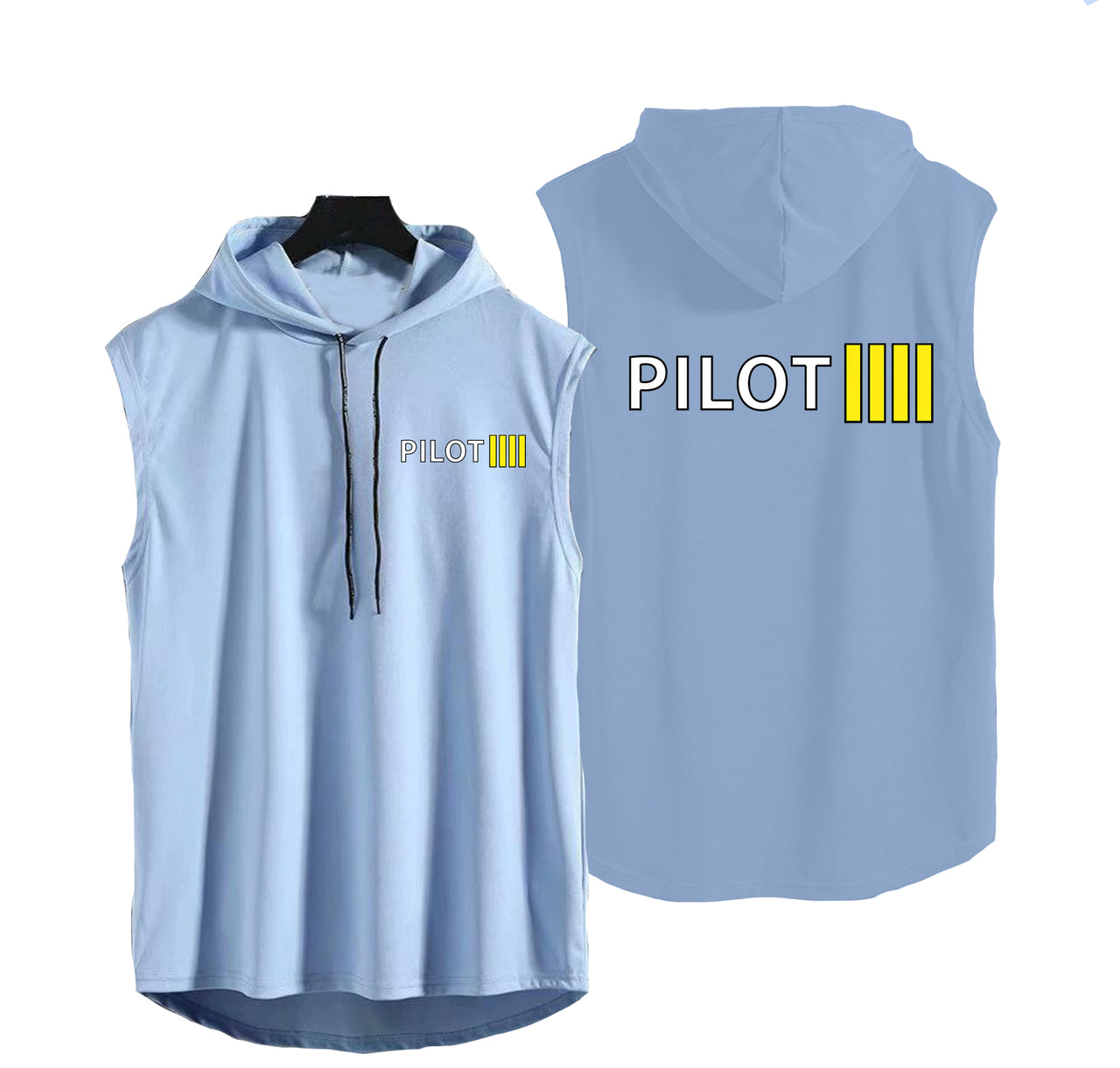 Pilot & Stripes (4 Lines) Designed Hooded Tank Tops