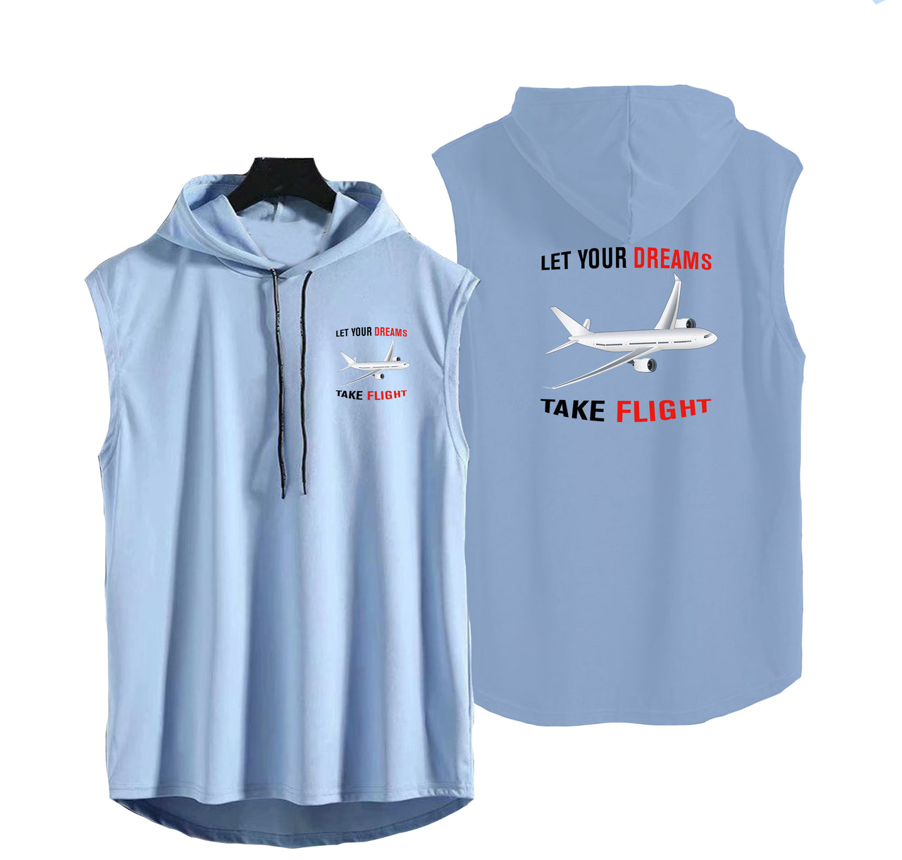 Let Your Dreams Take Flight Designed Hooded Tank Tops