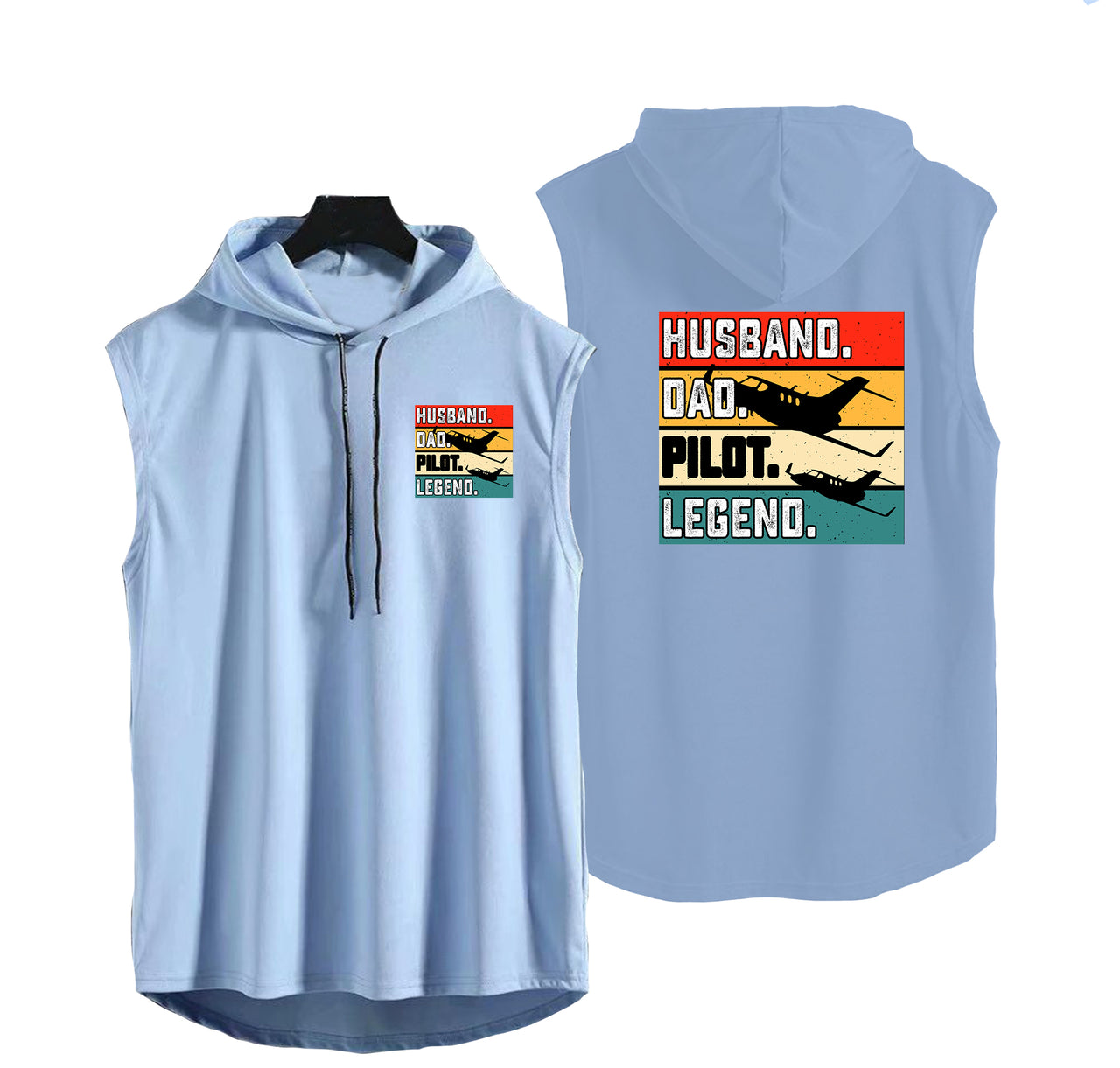 Husband & Dad & Pilot & Legend Designed Hooded Tank Tops