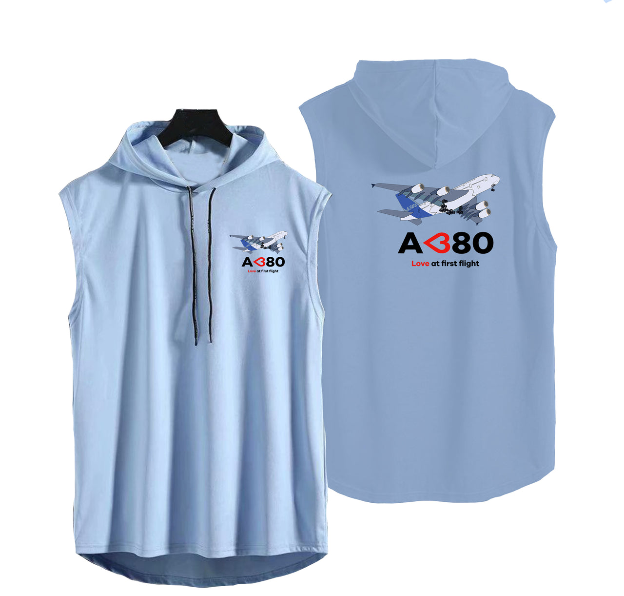 Airbus A380 Love at first flight Designed Hooded Tank Tops