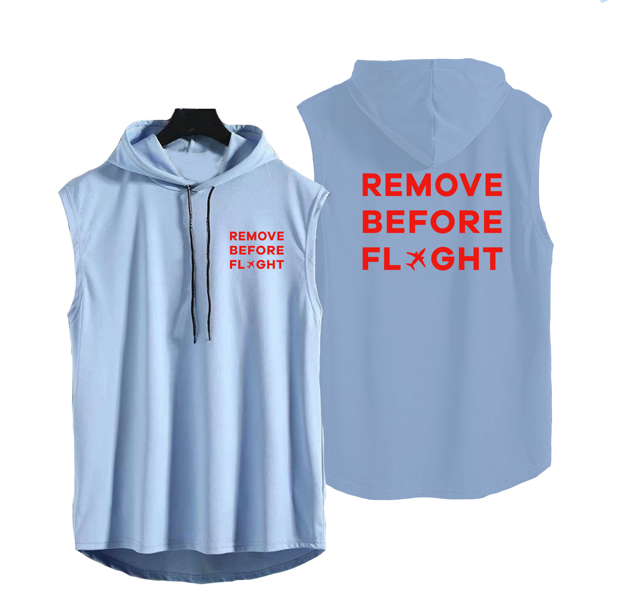 Remove Before Flight Designed Hooded Tank Tops