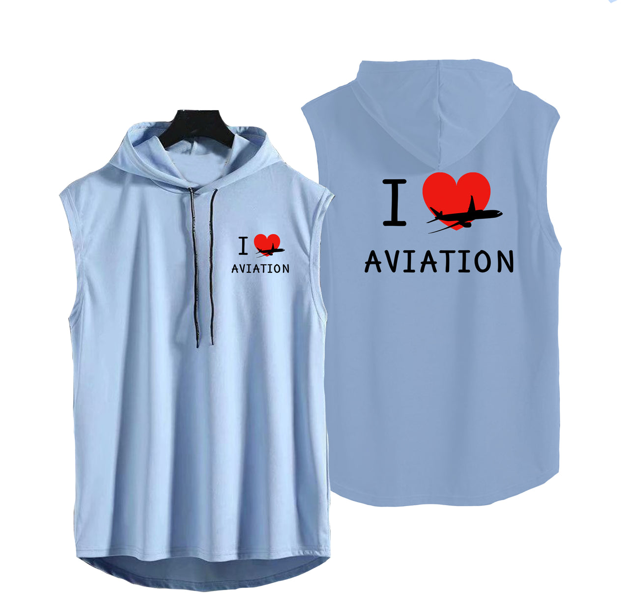 I Love Aviation Designed Hooded Tank Tops