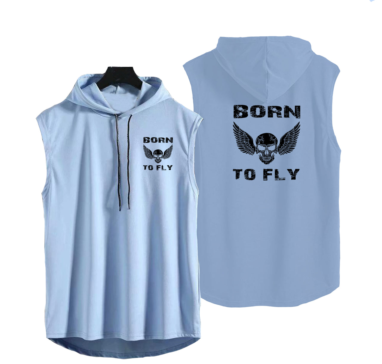 Born To Fly SKELETON Designed Hooded Tank Tops