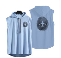 Thumbnail for Aviation Finger Print Designed Hooded Tank Tops