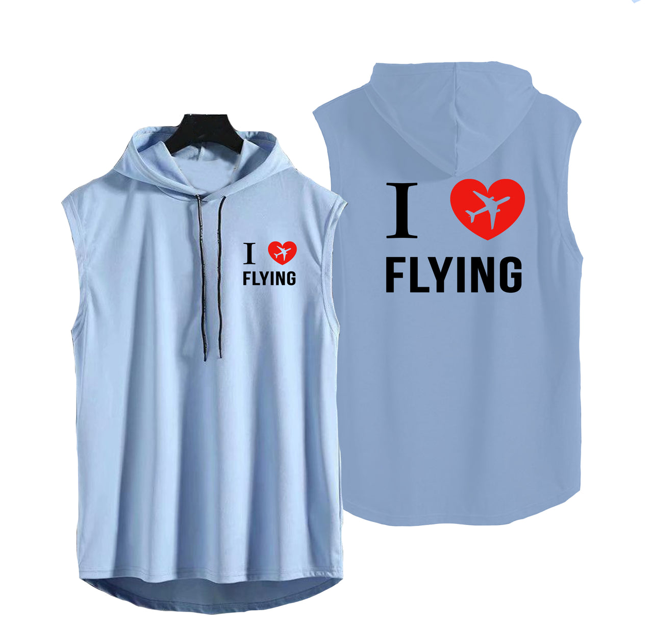 I Love Flying Designed Hooded Tank Tops