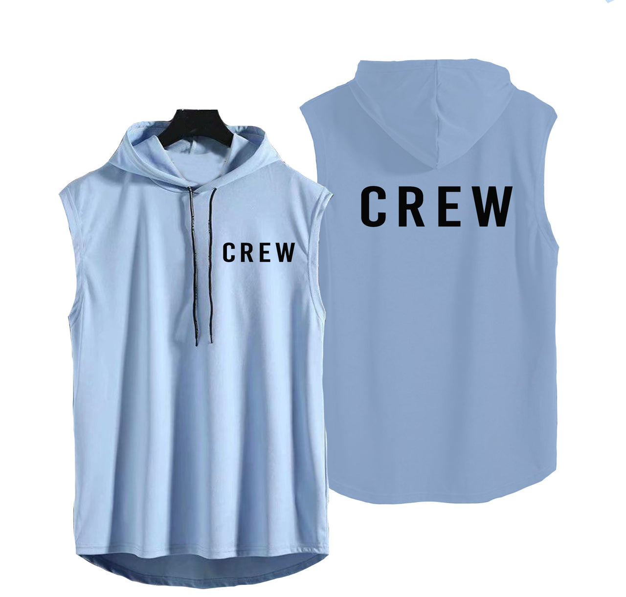 CREW & Text Designed Hooded Tank Tops