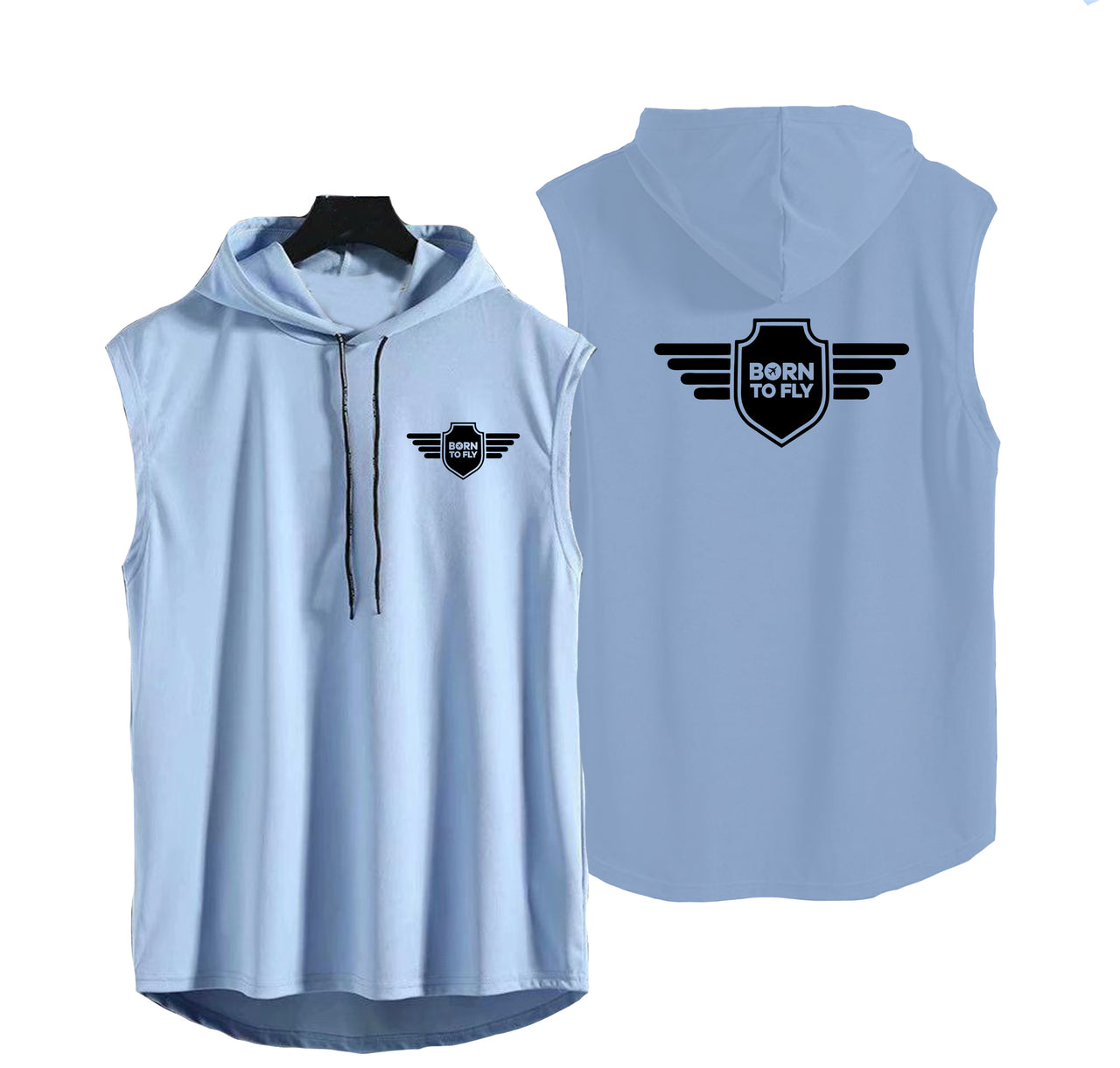 Born To Fly & Badge Designed Hooded Tank Tops