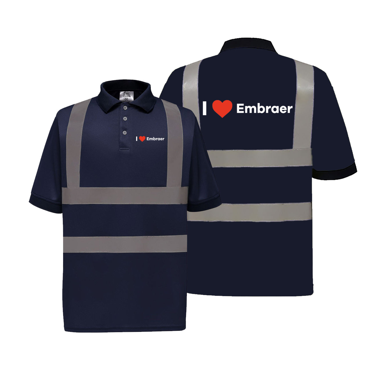 I Love Embraer Designed Reflective Polo T-Shirts