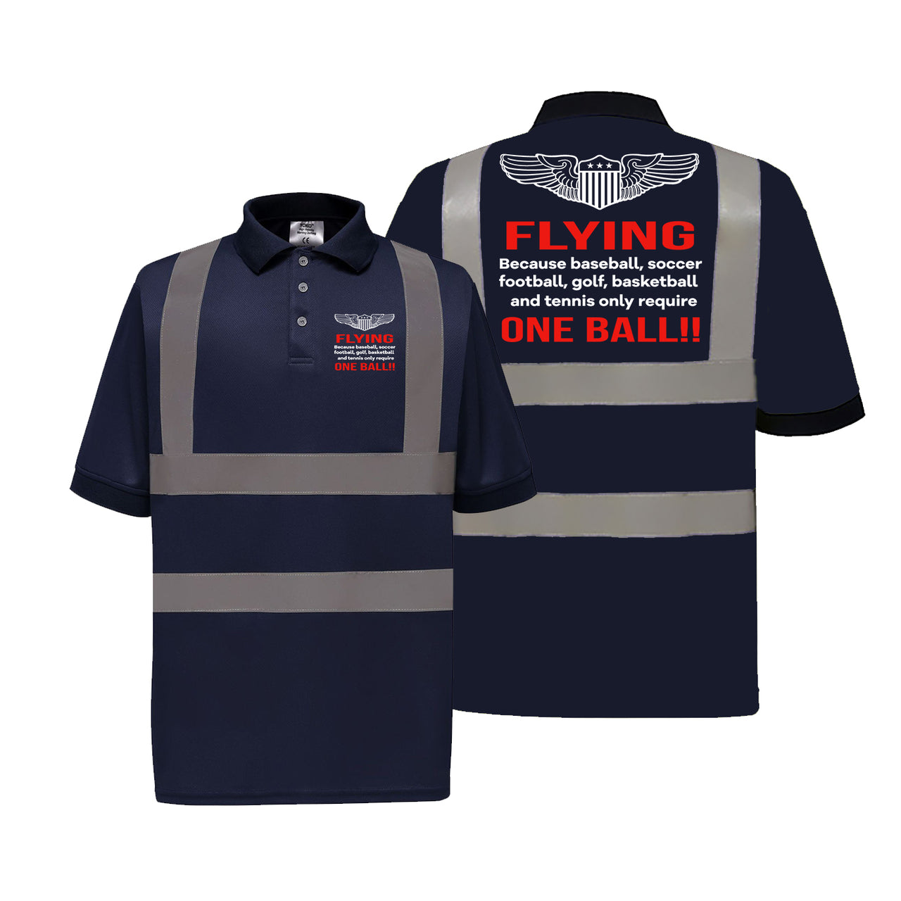 Flying One Ball Designed Reflective Polo T-Shirts