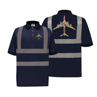 Thumbnail for Colourful Airplane Designed Reflective Polo T-Shirts