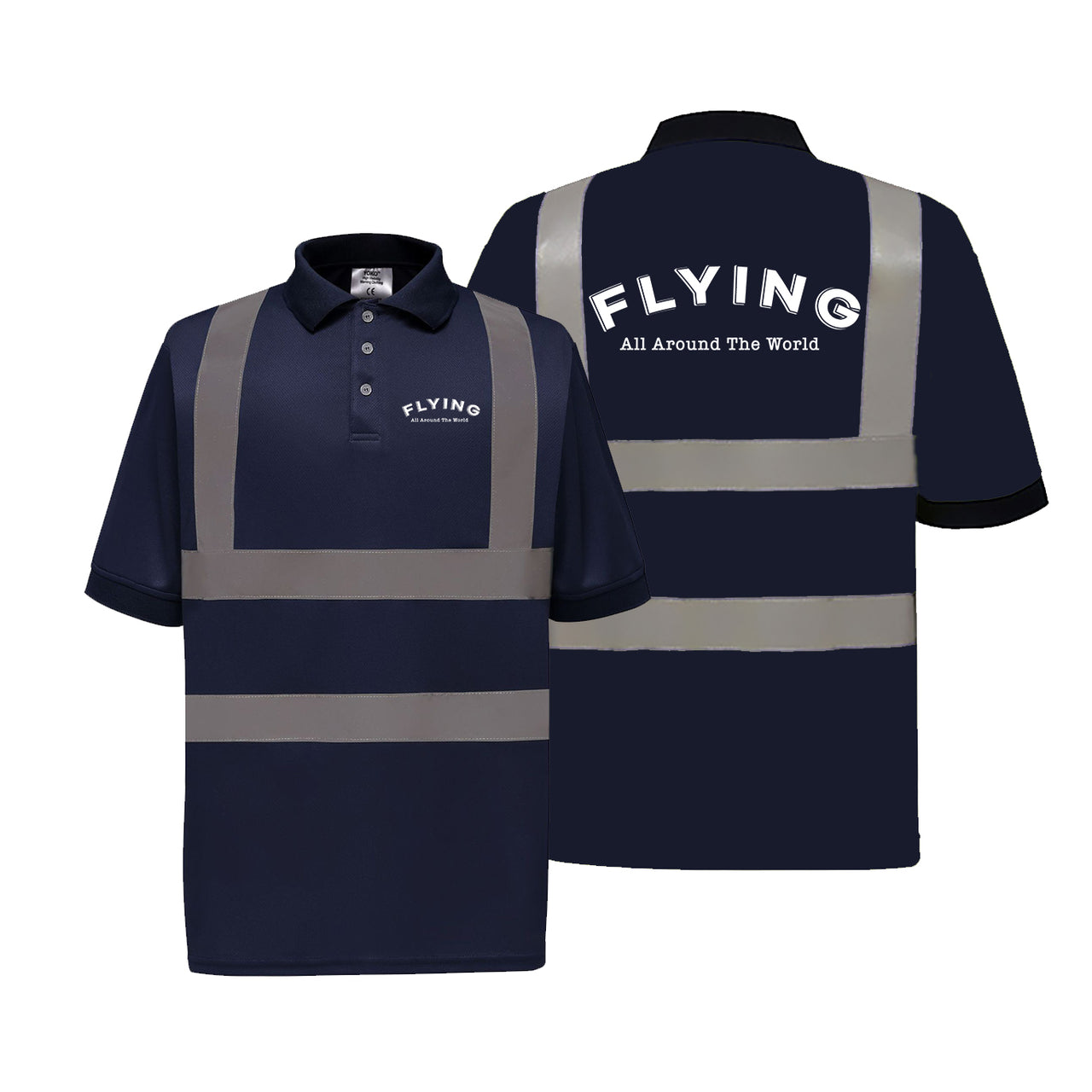 Flying All Around The World Designed Reflective Polo T-Shirts