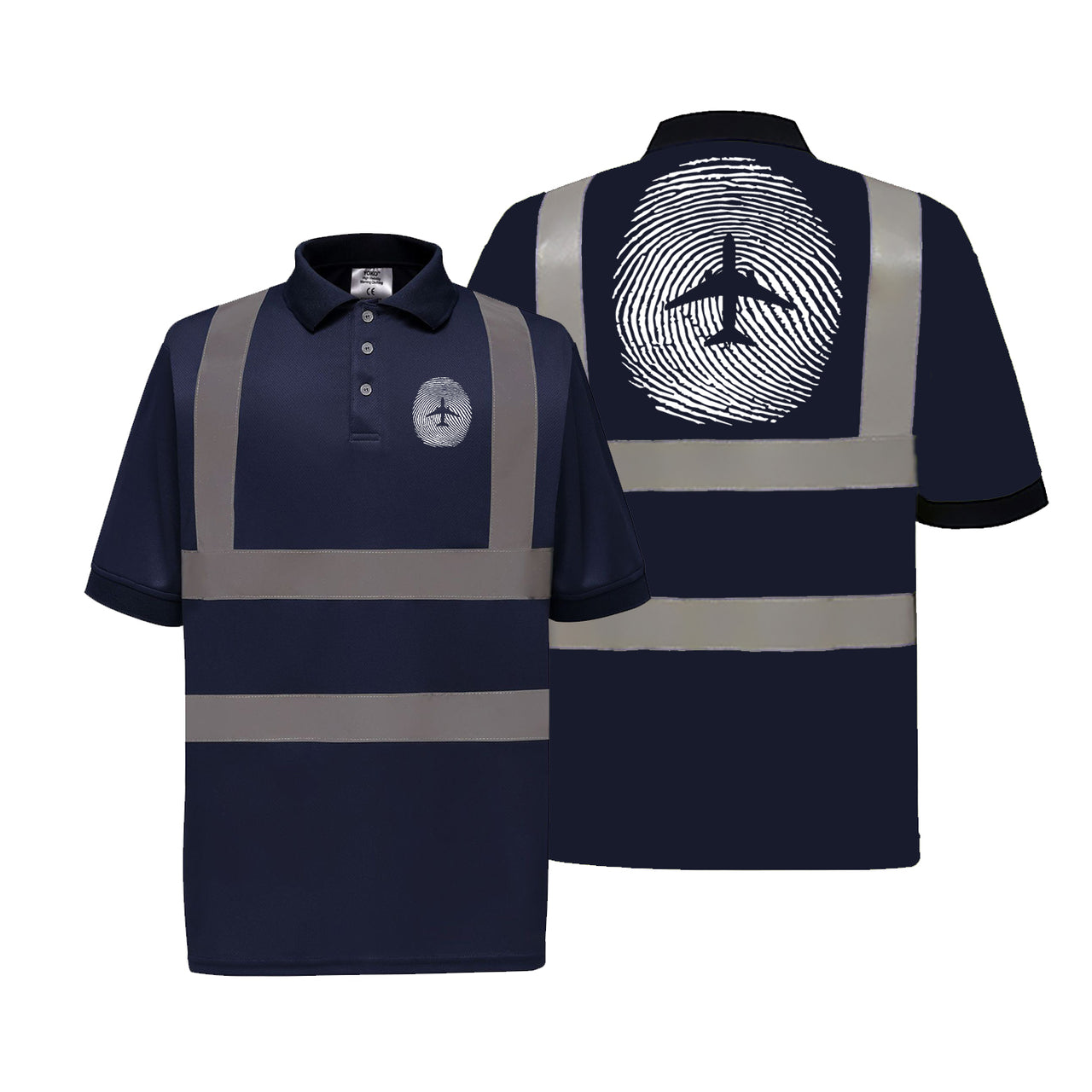 Aviation Finger Print Designed Reflective Polo T-Shirts