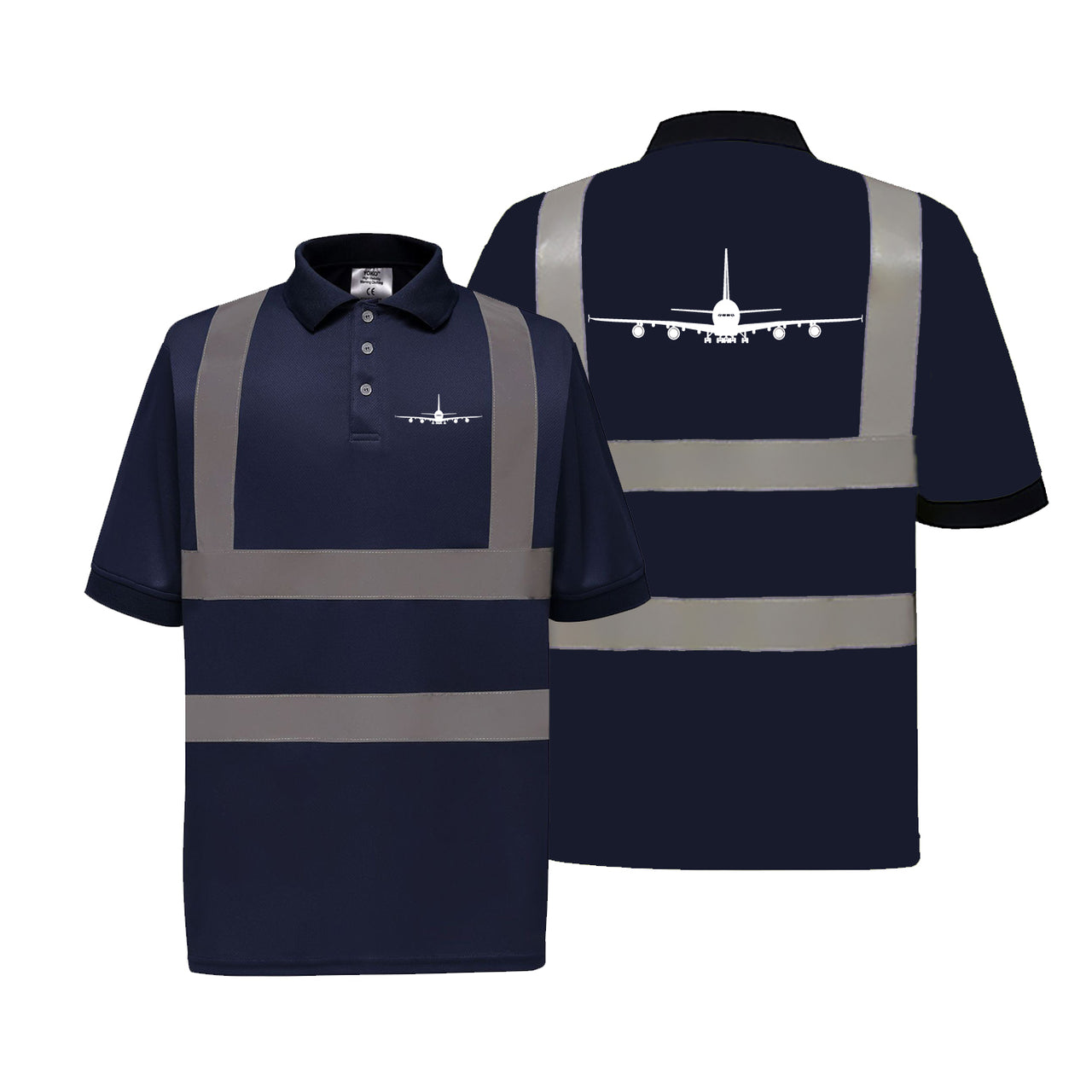 Airbus A380 Silhouette Designed Reflective Polo T-Shirts