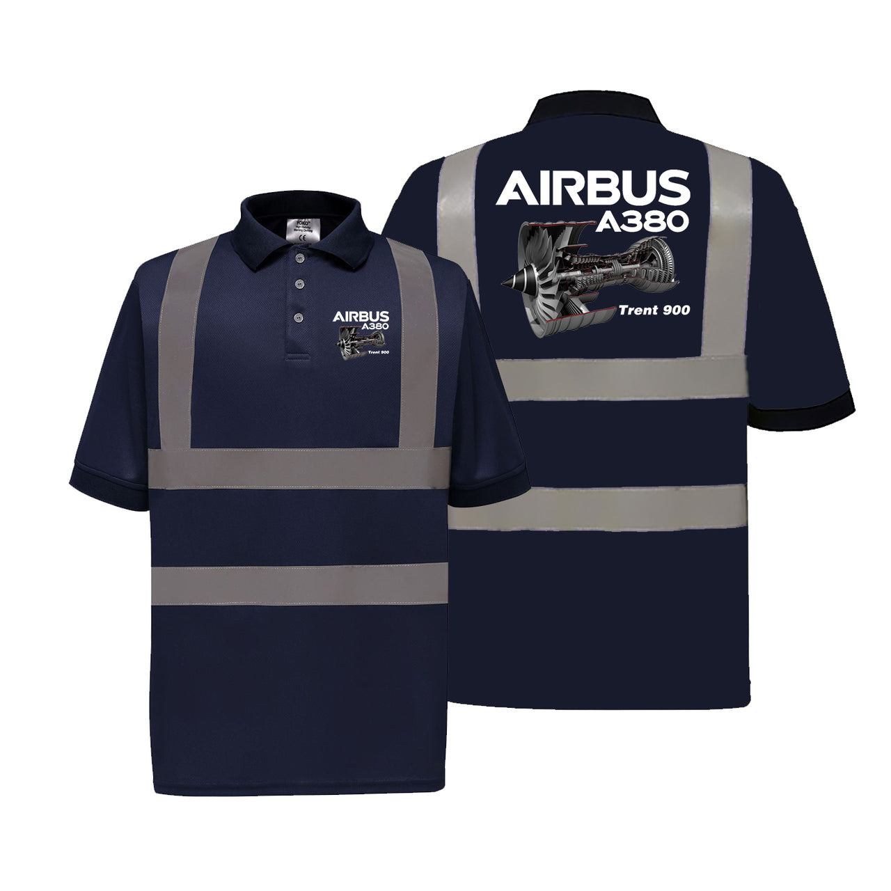 Airbus A380 & Trent 900 Engine Designed Reflective Polo T-Shirts