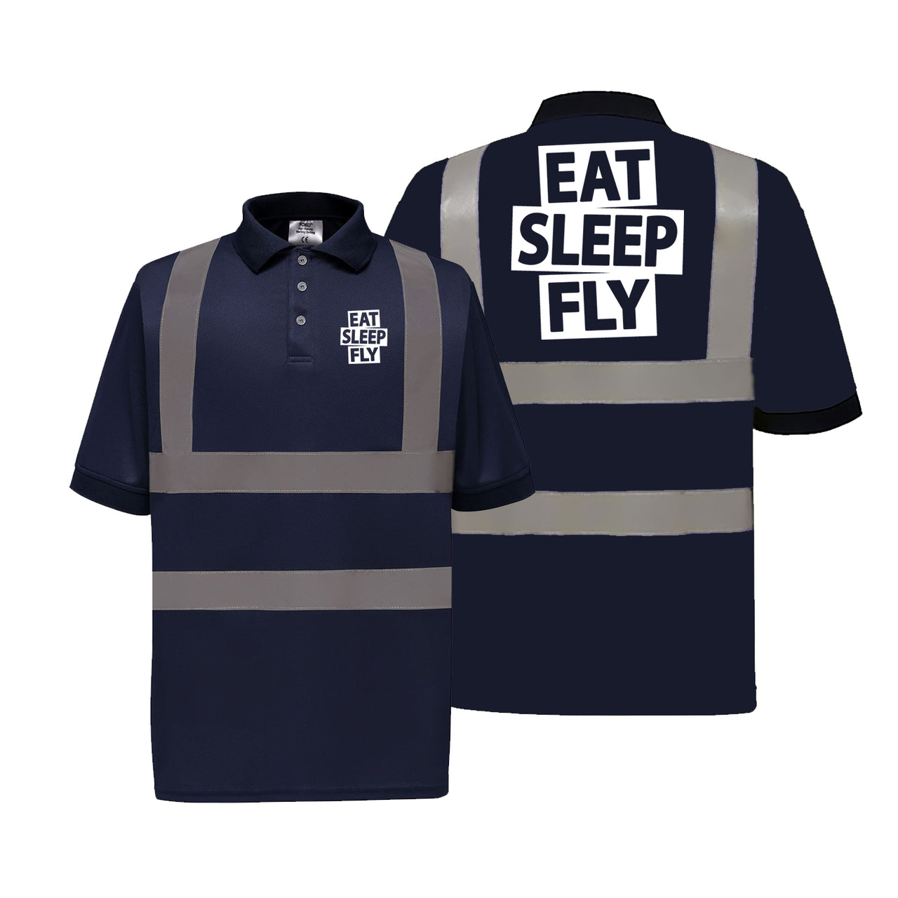 Eat Sleep Fly Designed Reflective Polo T-Shirts