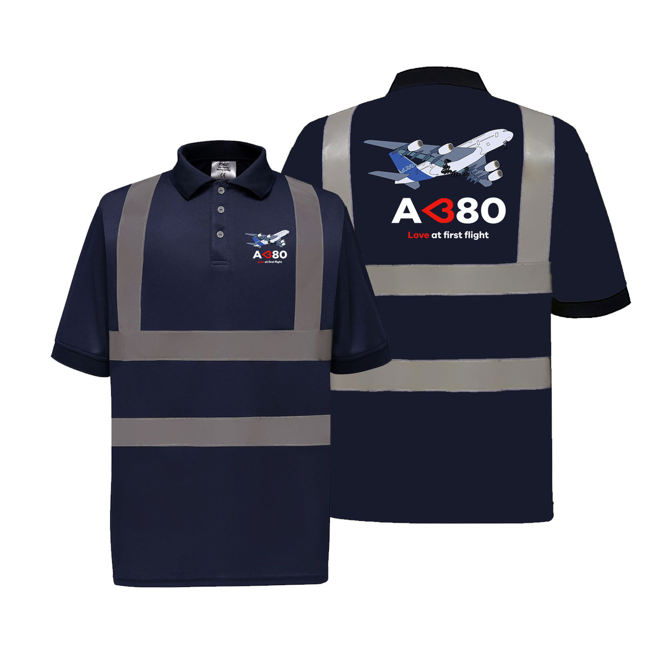 Airbus A380 Love at first flight Designed Reflective Polo T-Shirts