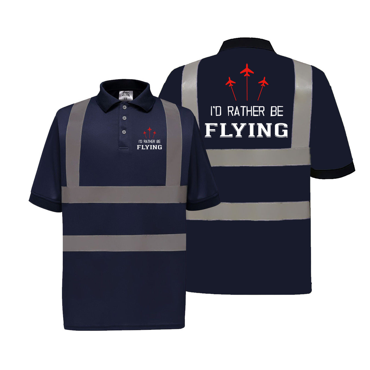 I'D Rather Be Flying Designed Reflective Polo T-Shirts