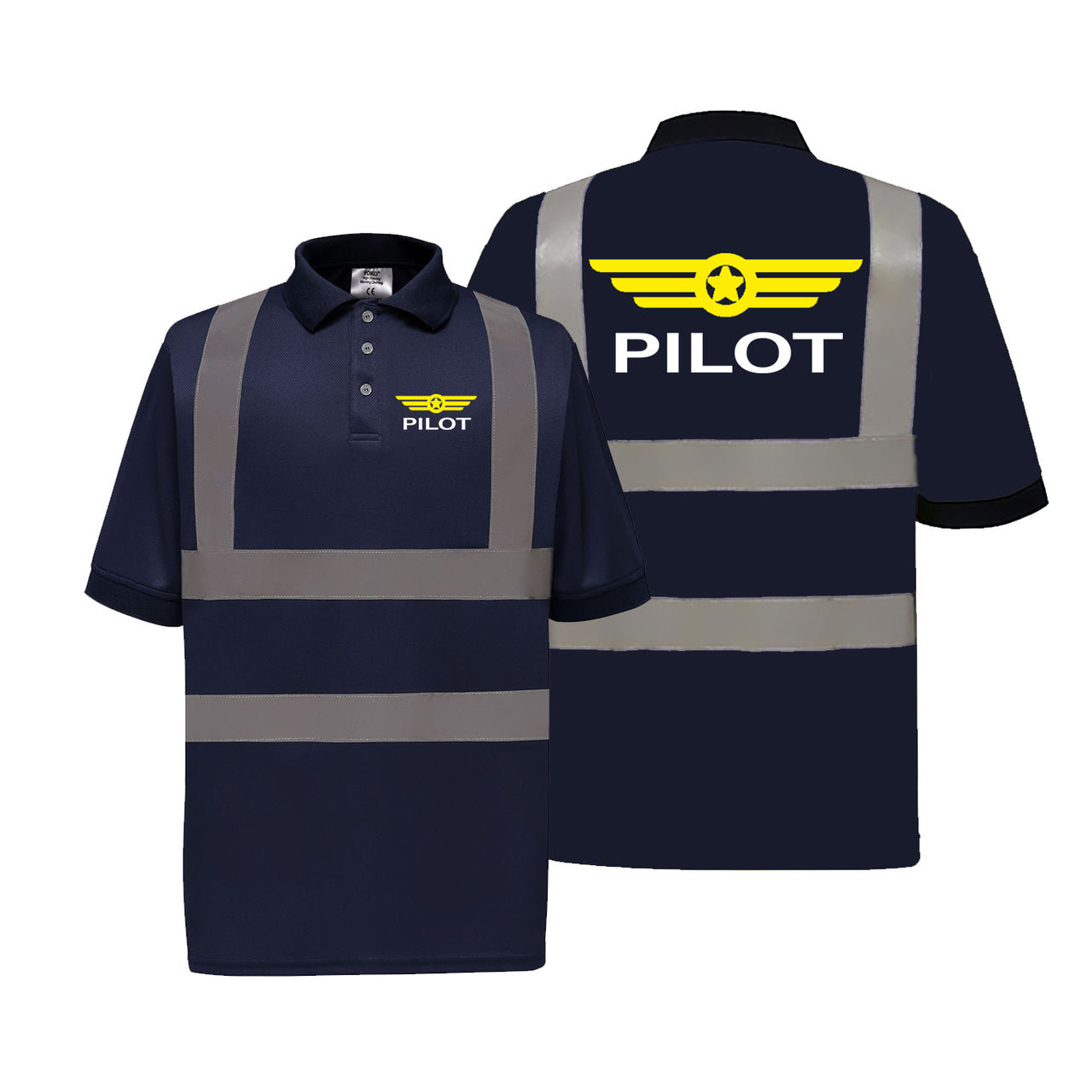 Pilot & Badge Designed Reflective Polo T-Shirts