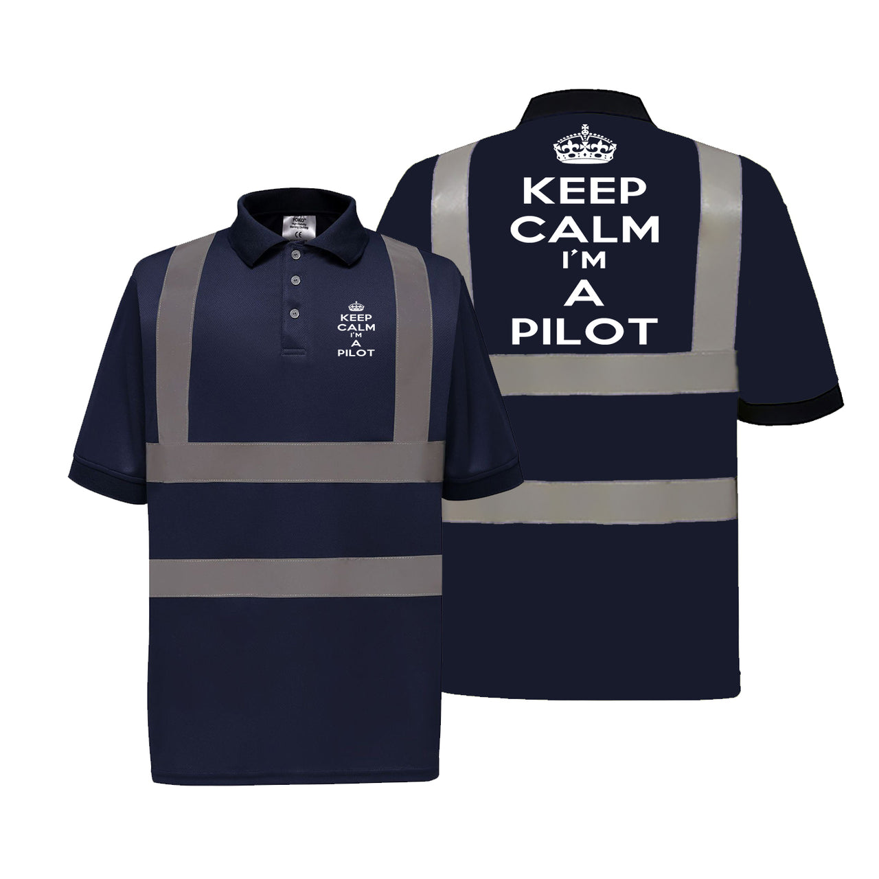 Keep Calm I'm a Pilot Designed Reflective Polo T-Shirts