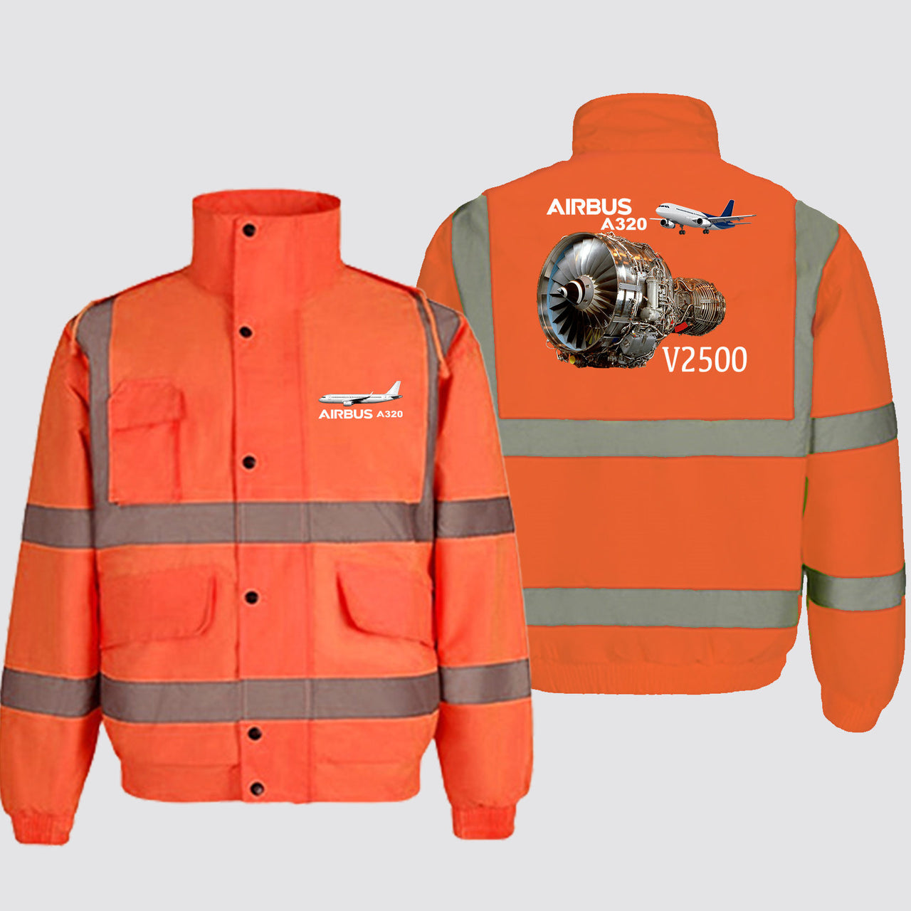 Airbus A320 & V2500 Engine Designed Reflective Winter Jackets