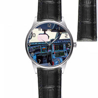 Thumbnail for Airbus A350 Cockpit Designed Fashion Leather Strap Watches