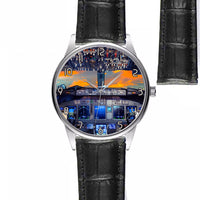 Thumbnail for Amazing Boeing 737 Cockpit Designed Fashion Leather Strap Watches