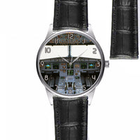 Thumbnail for Airbus A320 Cockpit (Wide) Designed Fashion Leather Strap Watches