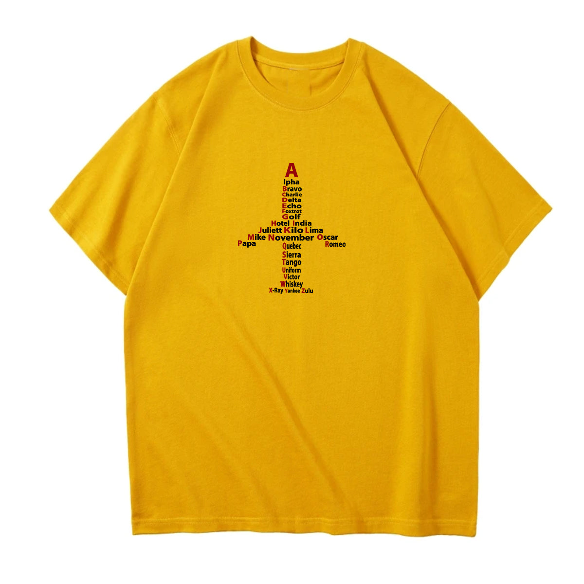 Airplane Shape Aviation Alphabet Designed Relax Fit T-Shirts