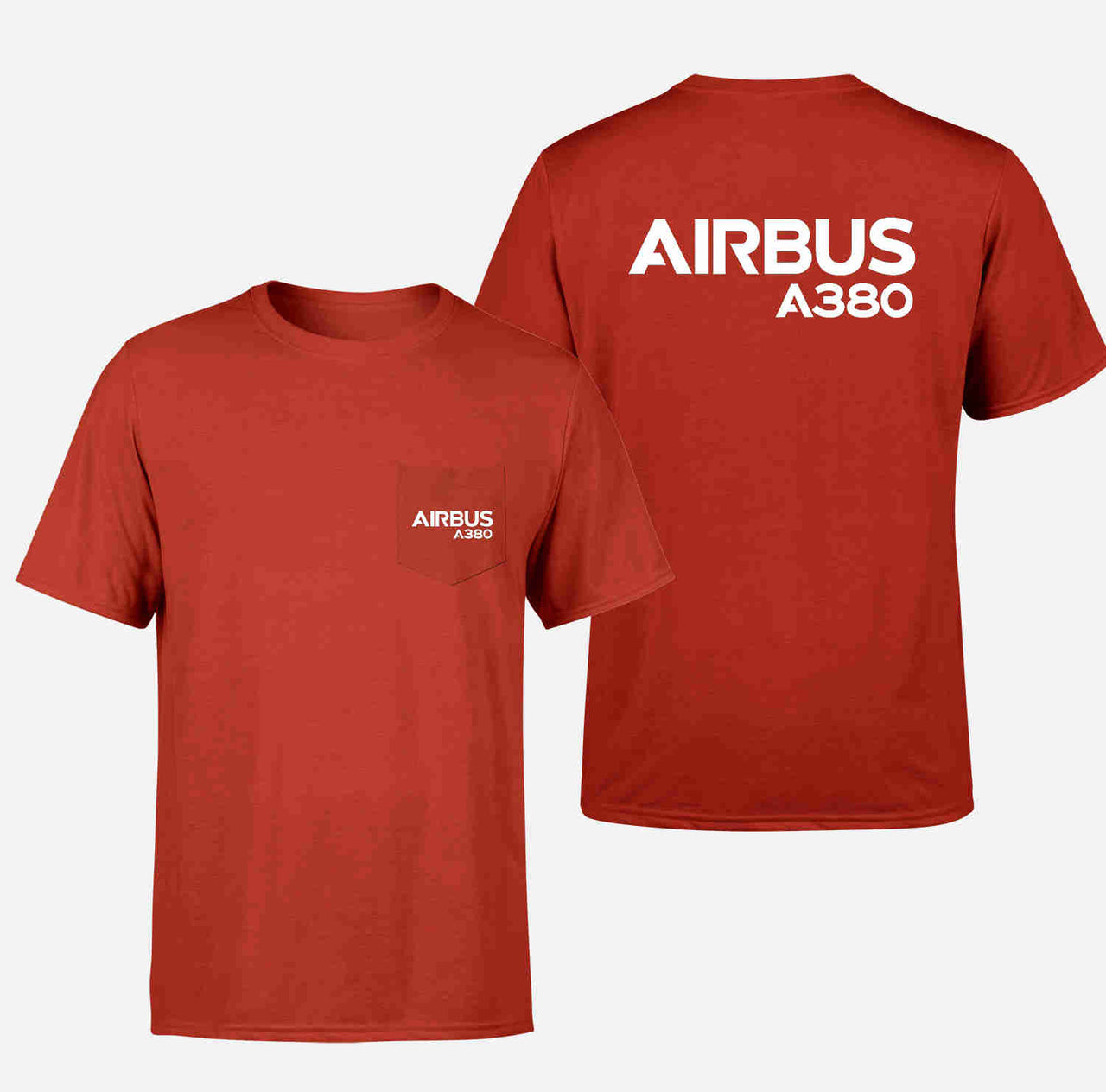 Airbus A380 & Text Designed Pocket T-Shirts