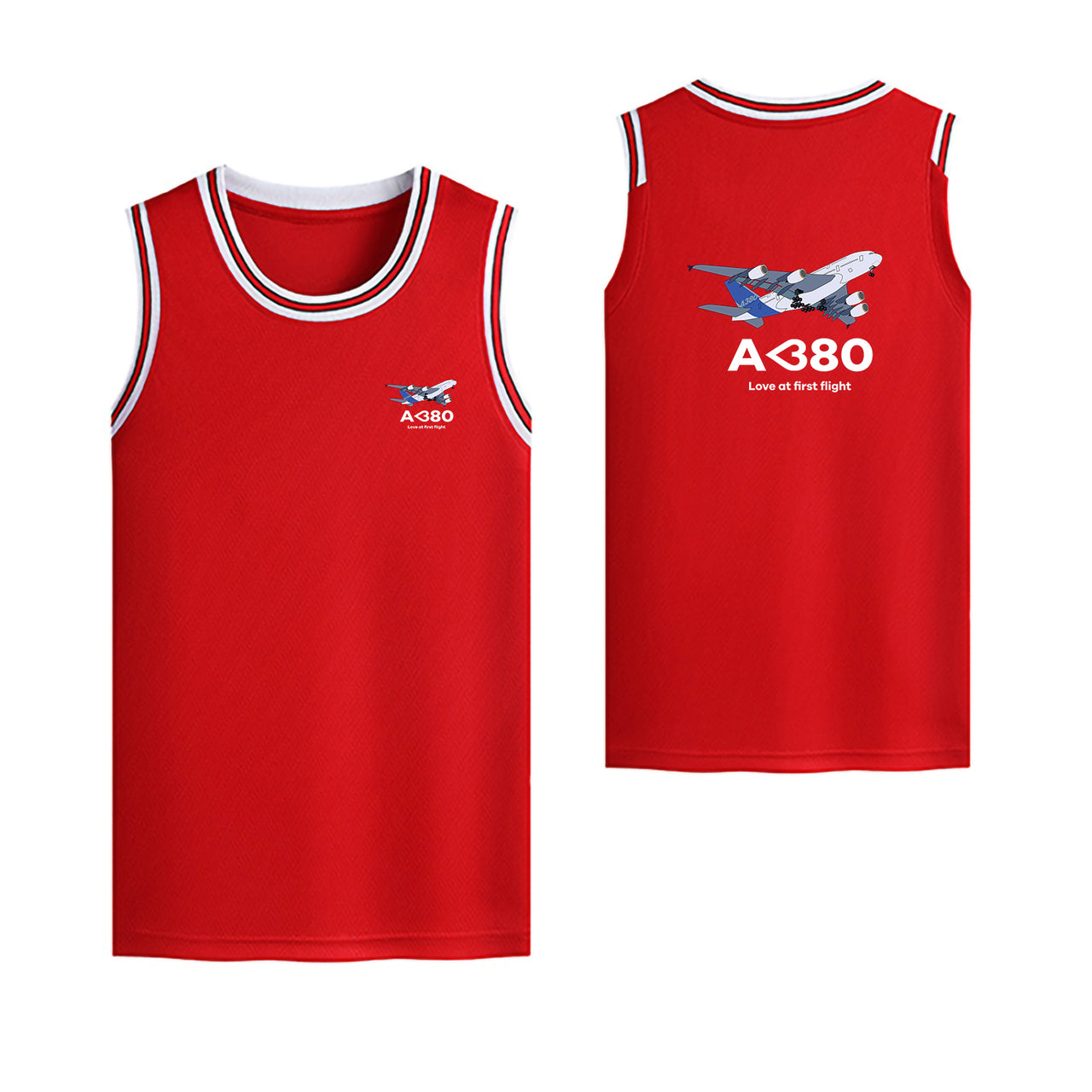 Airbus A380 Love at first flight Designed Basketball Style Sports Tank Tops