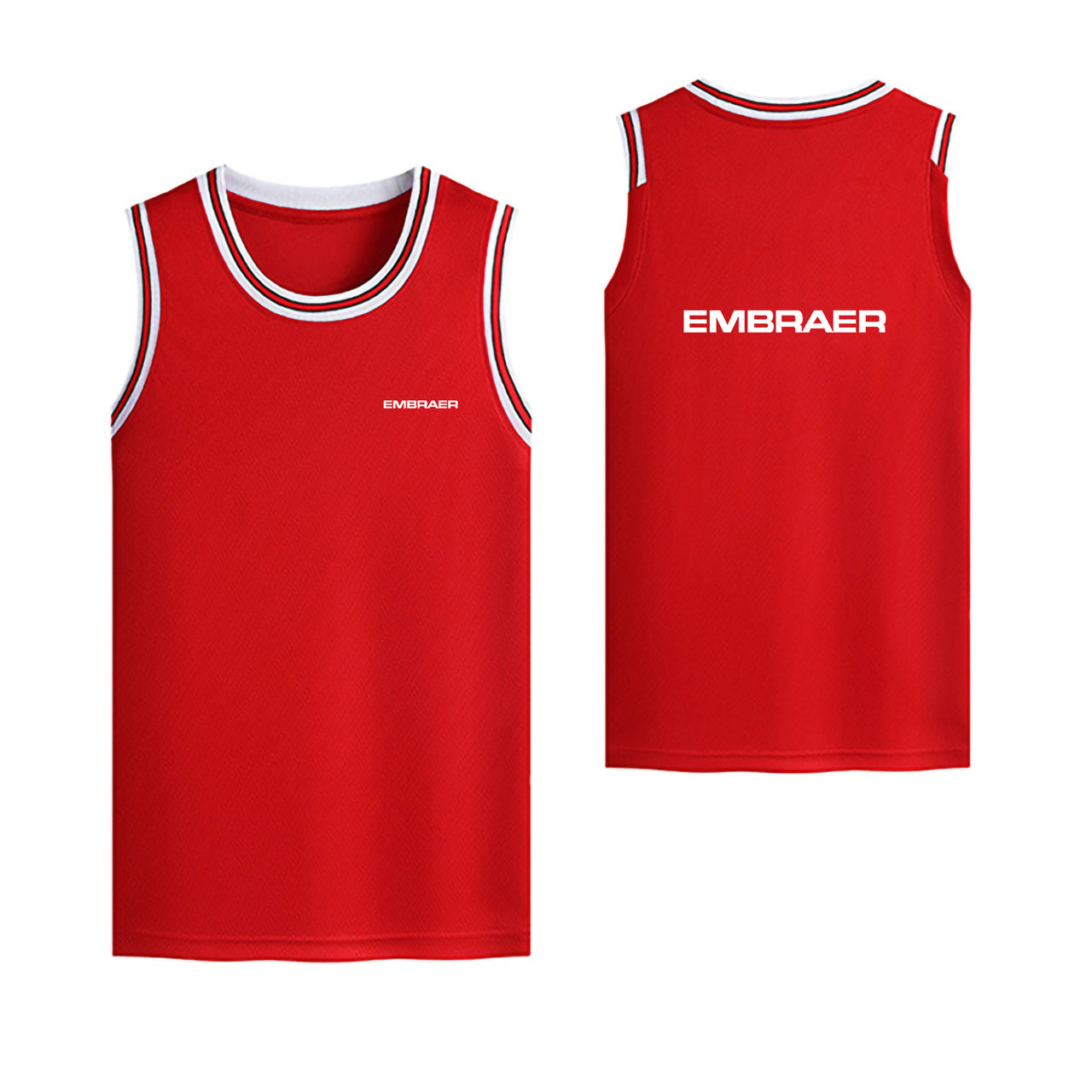 Embraer & Text Designed Basketball Style Sports Tank Tops