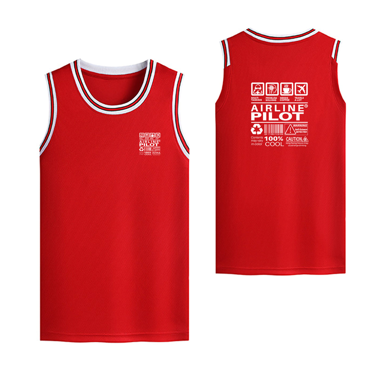 Airline Pilot Label Designed Basketball Style Sports Tank Tops