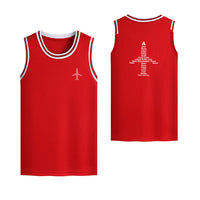 Thumbnail for Airplane Shape Aviation Alphabet Designed Basketball Style Sports Tank Tops