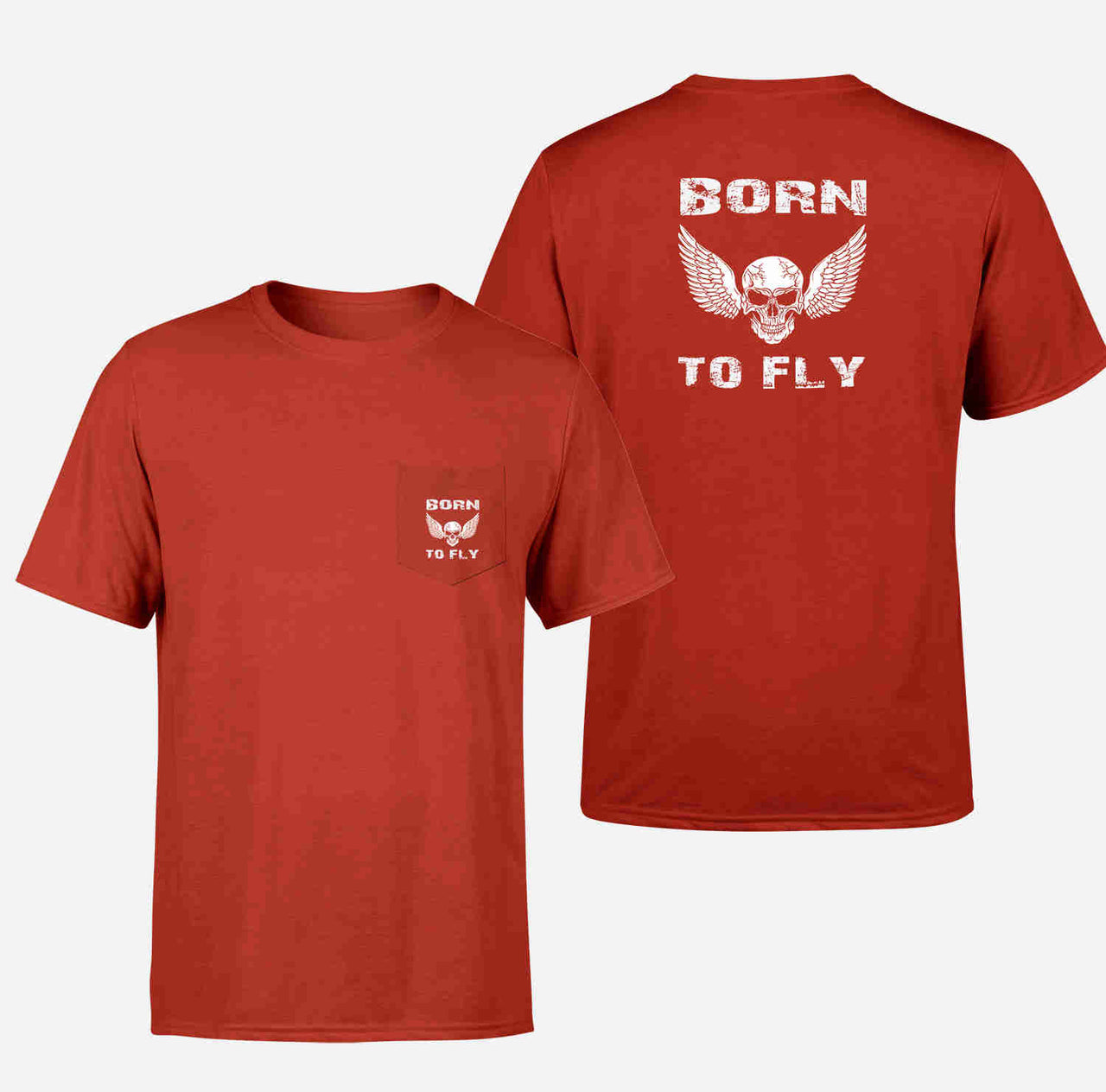 Born To Fly SKELETON Designed Pocket T-Shirts